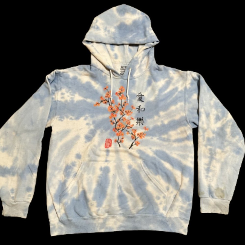 Tie-Dye Light Blue Blossom Hoodie